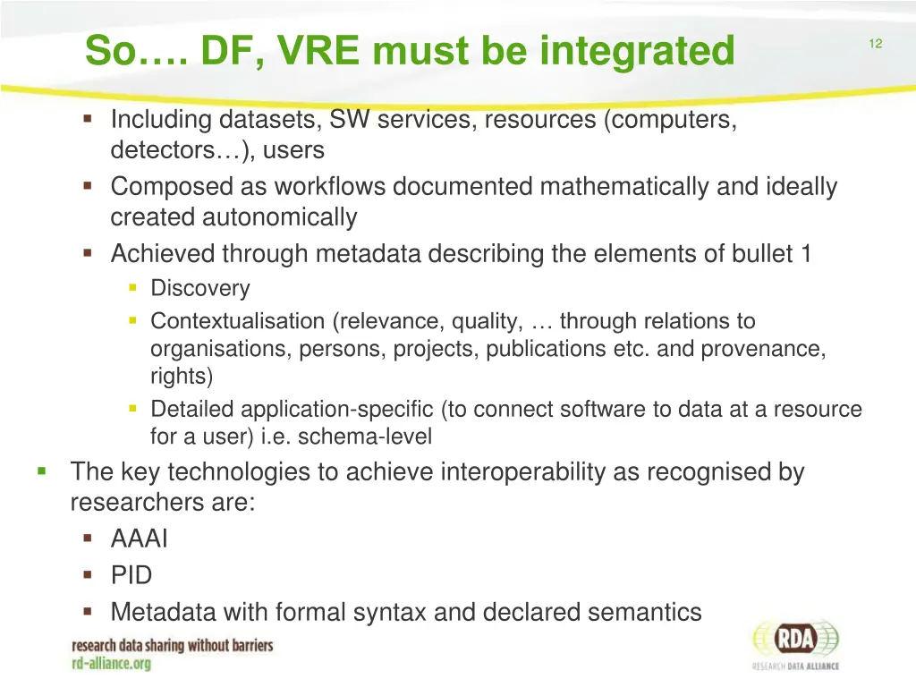 so df vre must be integrated