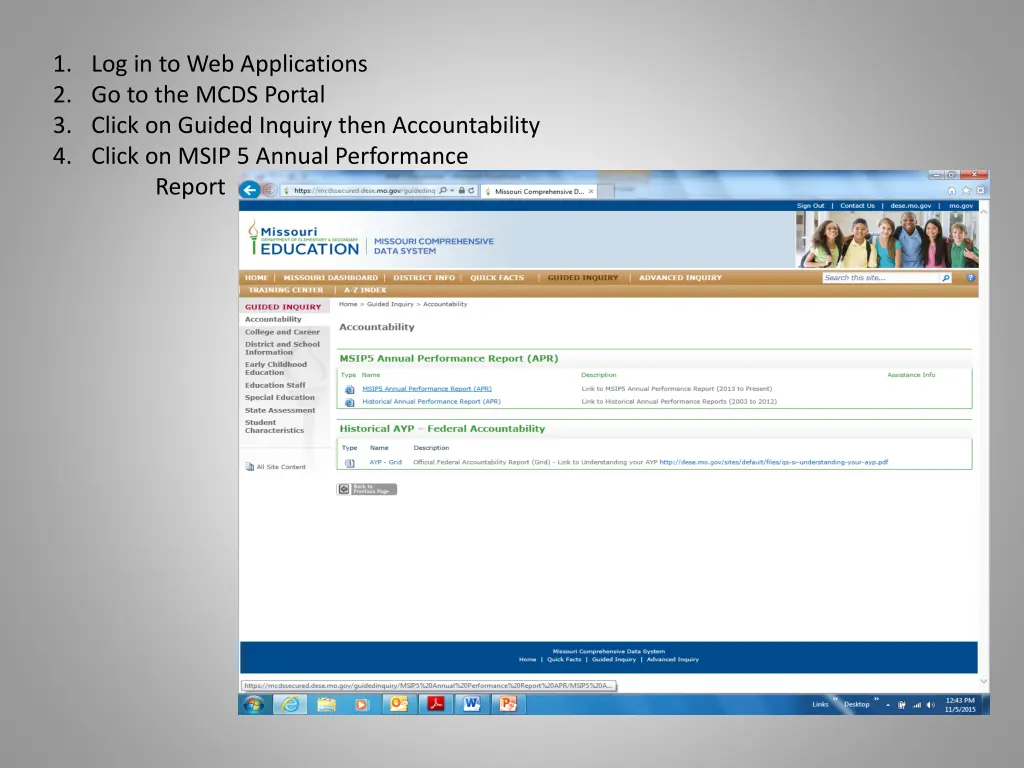 1 log in to web applications 2 go to the mcds