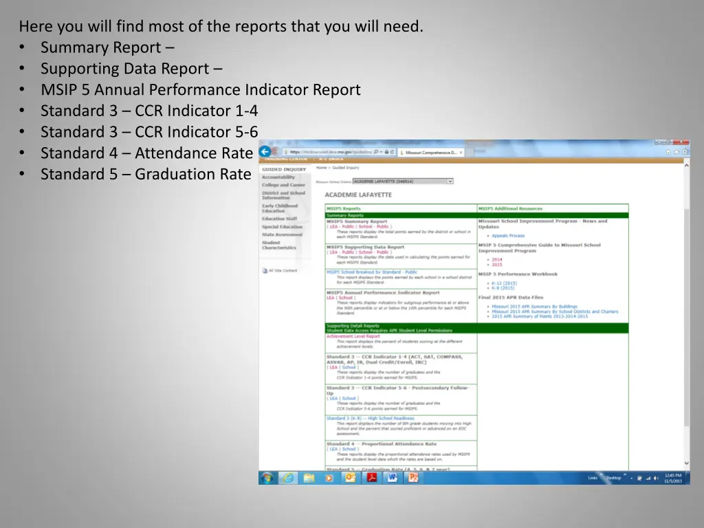 here you will find most of the reports that