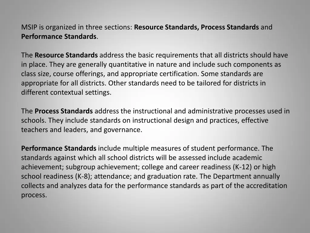 msip is organized in three sections resource