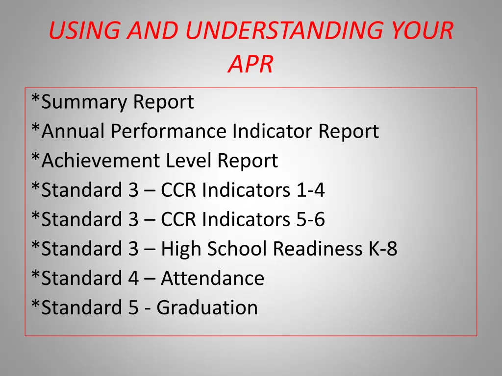 using and understanding your apr