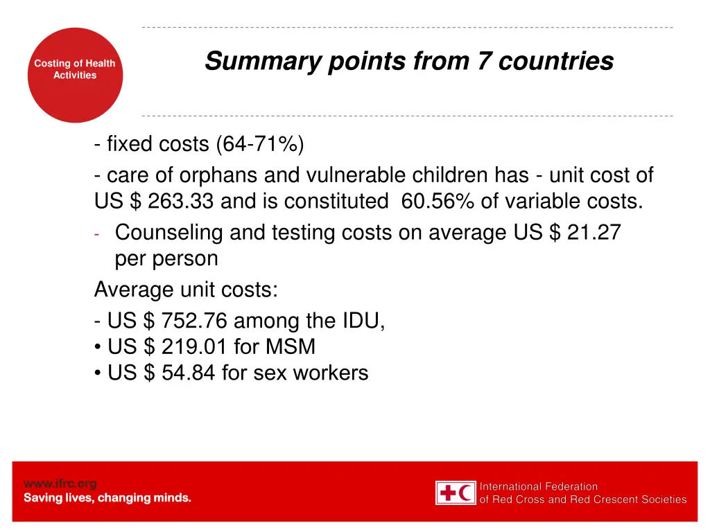 summary points from 7 countries