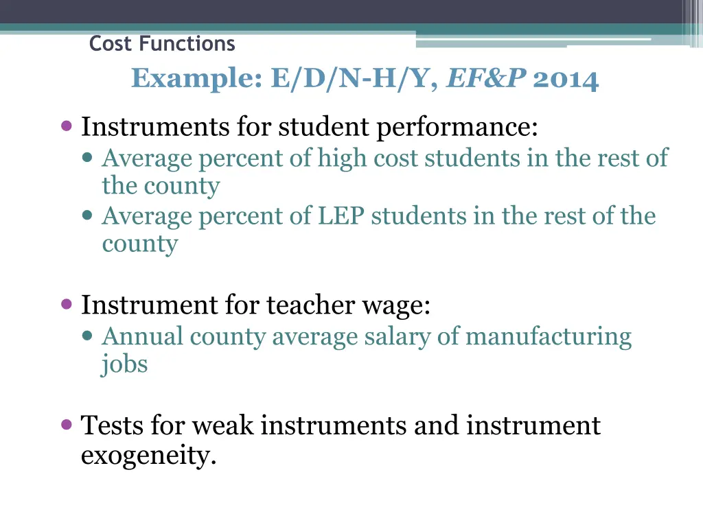 cost functions example e d n h y ef p 2014