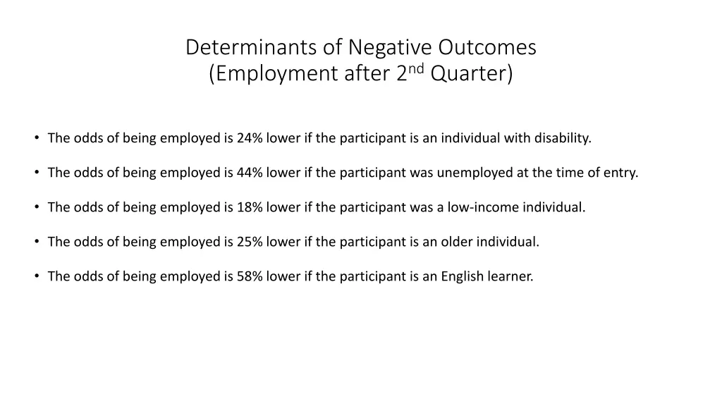 determinants of negative outcomes employment