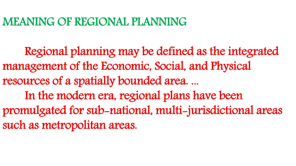 meaning of regional planning