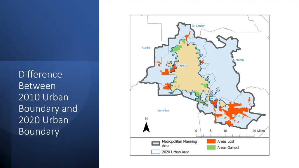 difference between 2010 urban boundary and 2020