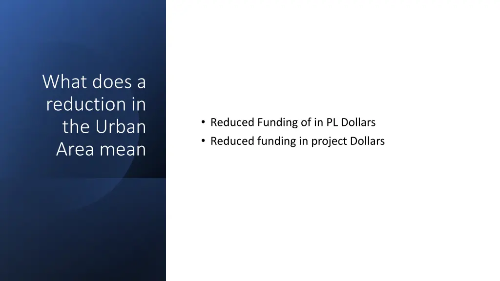 what does a reduction in the urban area mean