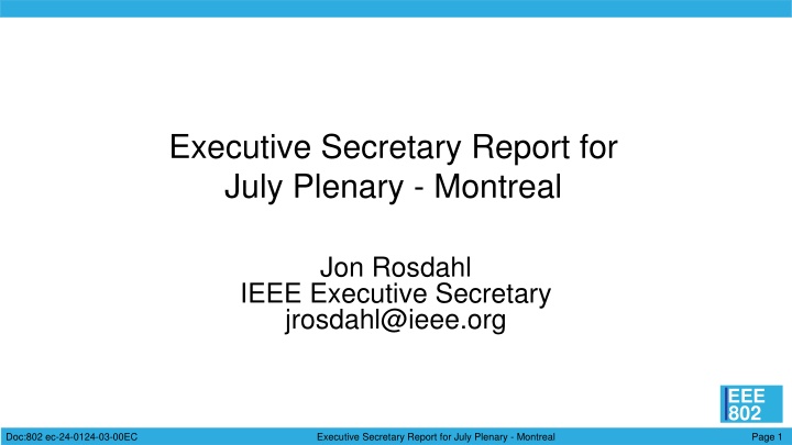 executive secretary report for july plenary