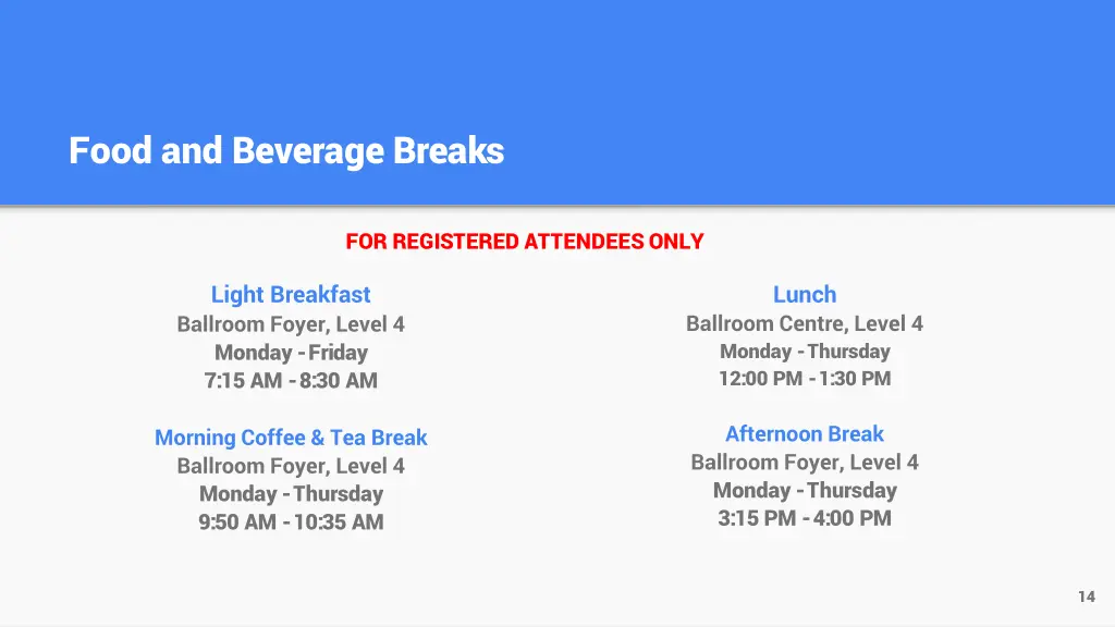 food and beverage breaks