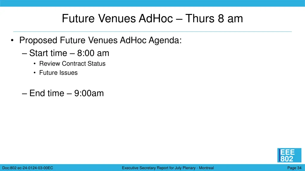 future venues adhoc thurs 8 am