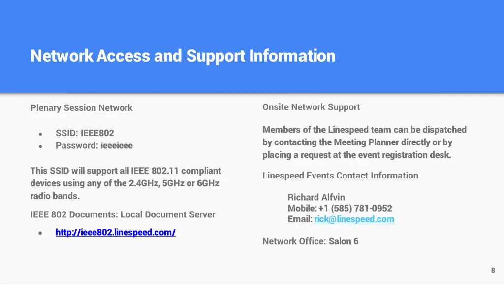 network access and support information