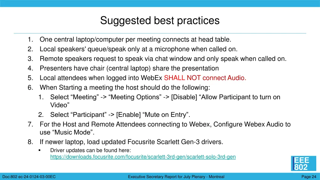 suggested best practices