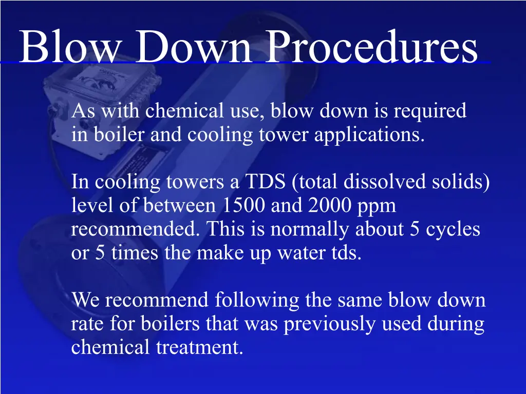 blow down procedures