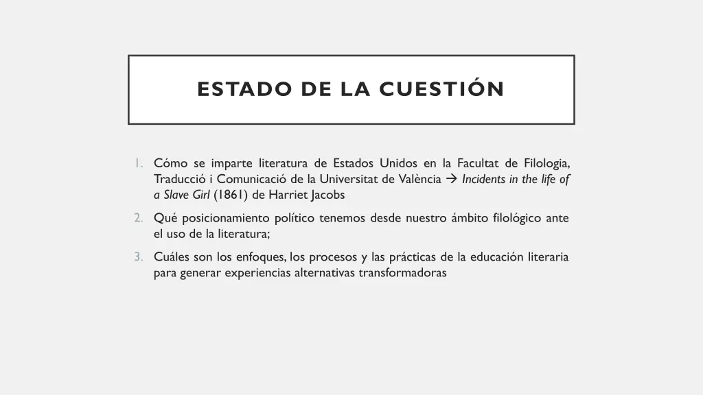 estado de la cuesti n