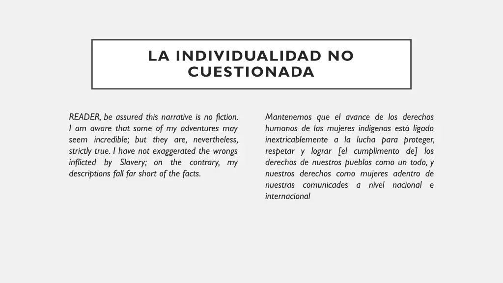 la individualidad no cuestionada