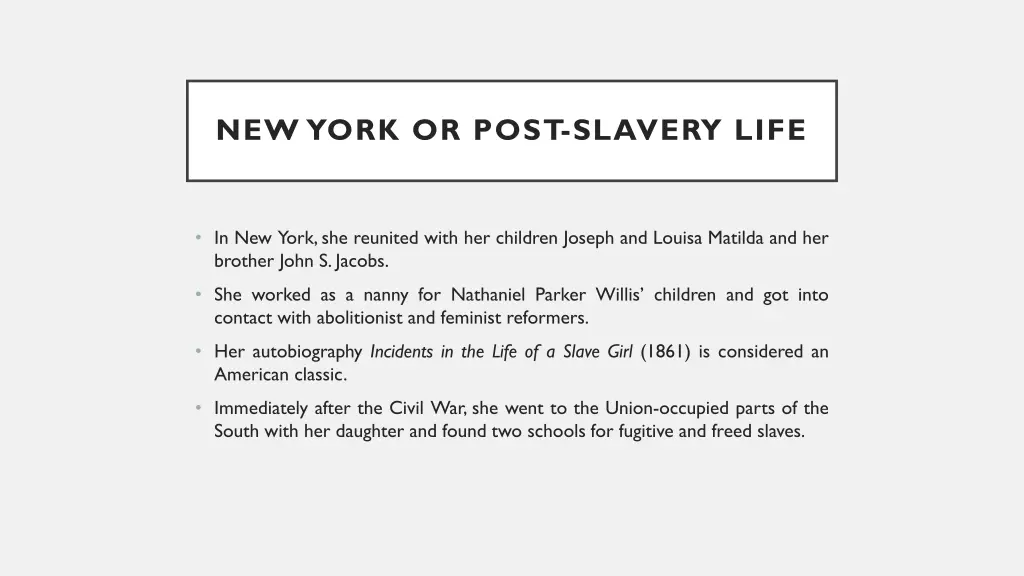 new york or post slavery life