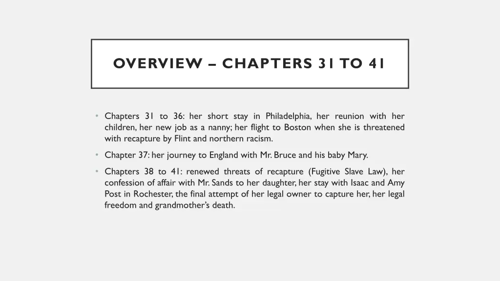 overview chapters 31 to 41
