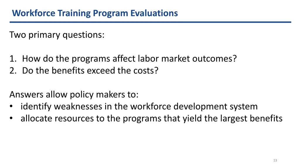 workforce training program evaluations 1