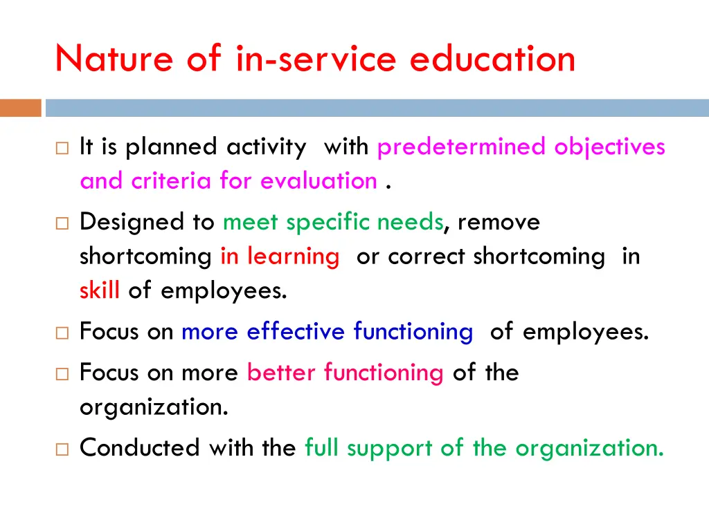 nature of in service education