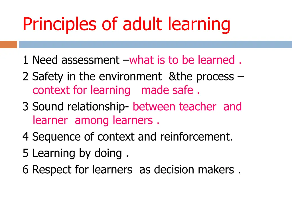 principles of adult learning