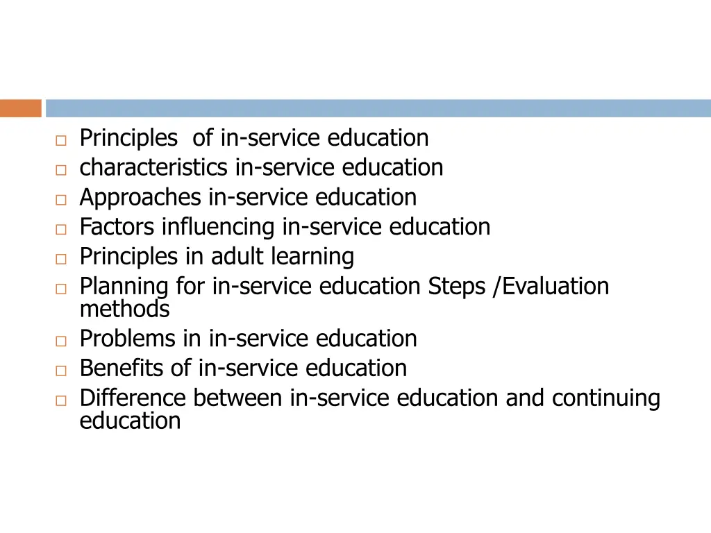principles of in service education