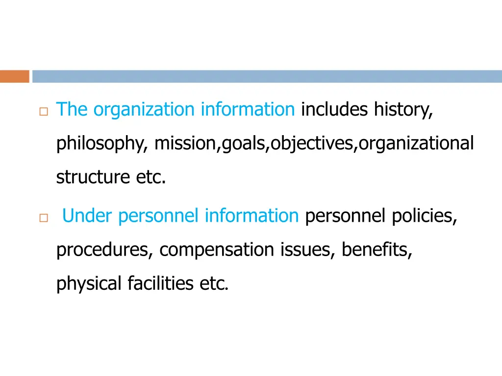 the organization information includes history