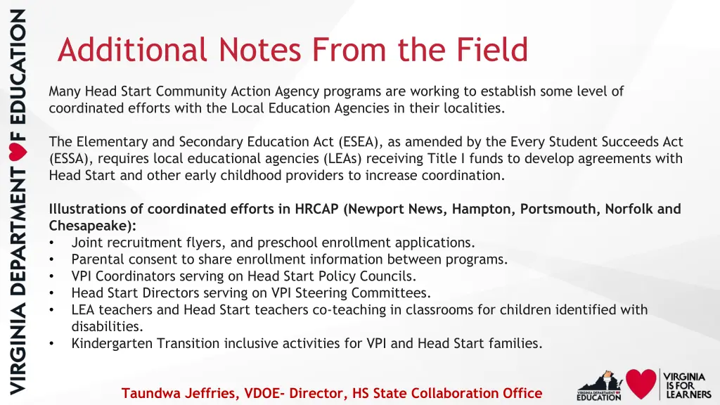 additional notes from the field