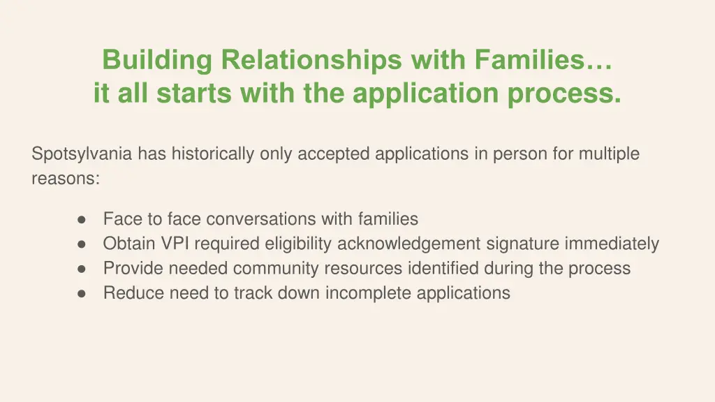 building relationships with families