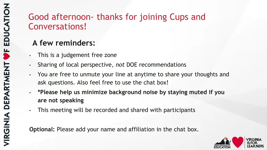 good afternoon thanks for joining cups