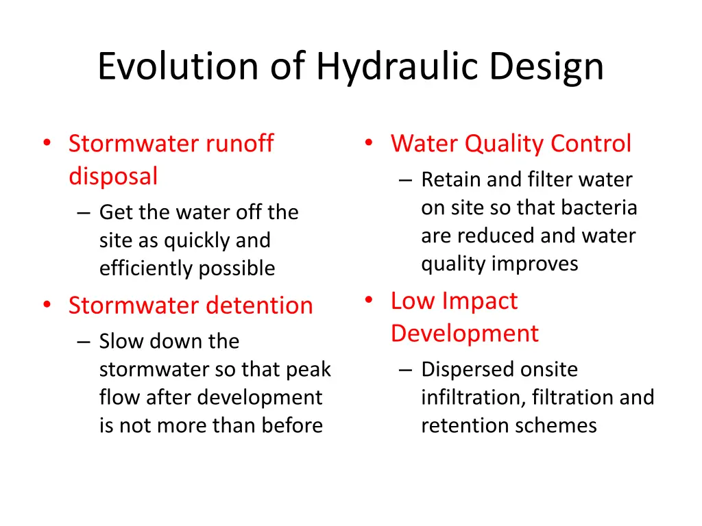 evolution of hydraulic design