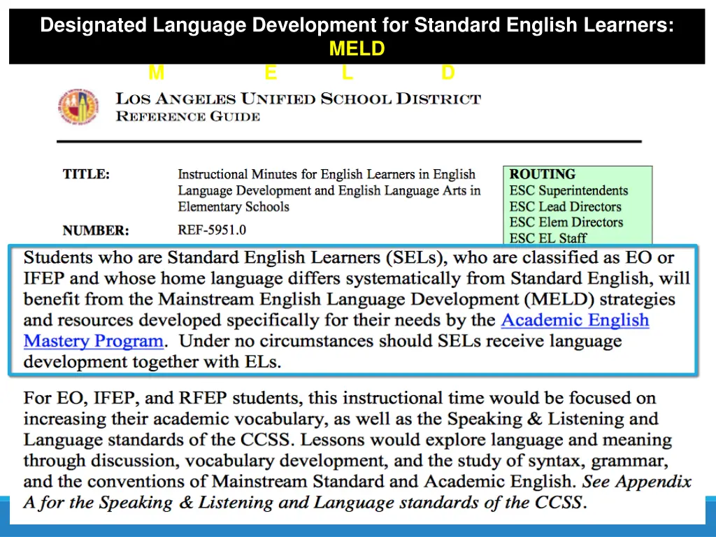 designated language development for standard