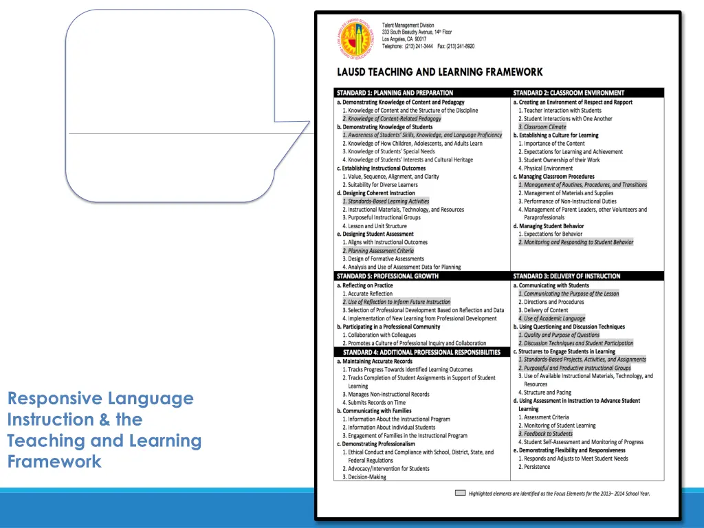 standard 1 planning preparation 1a2 knowledge