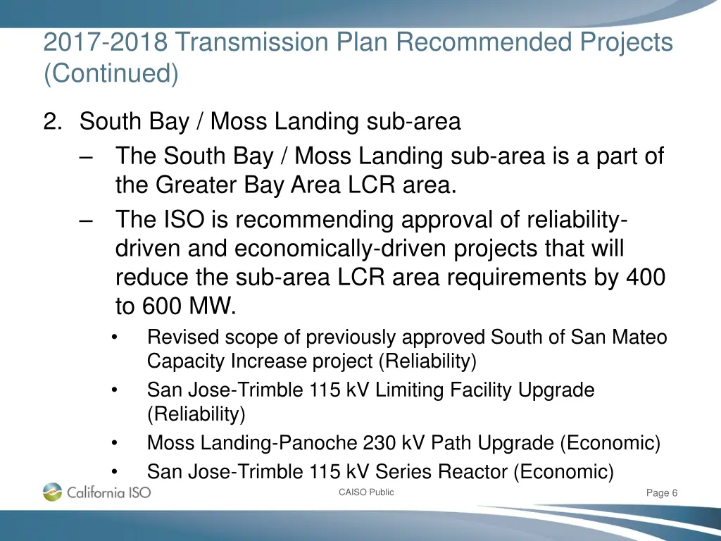 2017 2018 transmission plan recommended projects