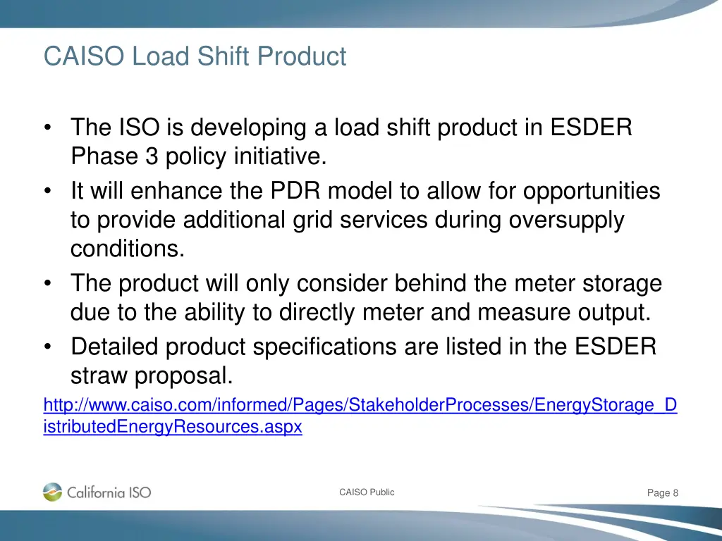 caiso load shift product