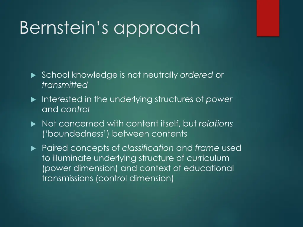 bernstein s approach