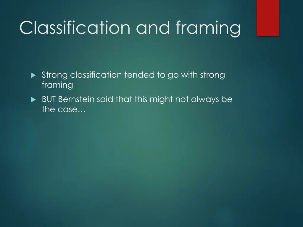 classification and framing