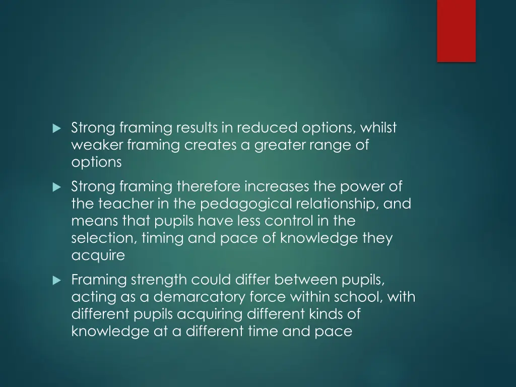 strong framing results in reduced options whilst