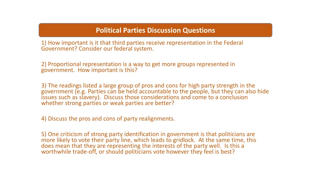 political parties discussion questions