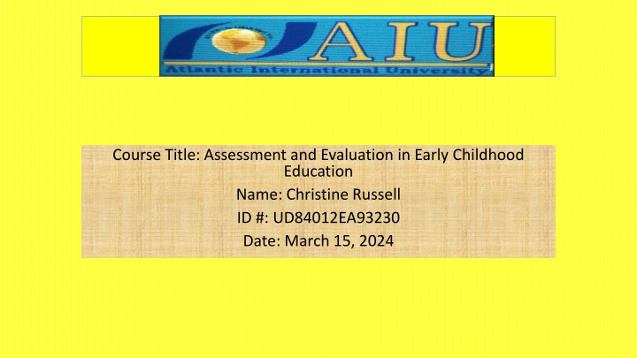 course title assessment and evaluation in early