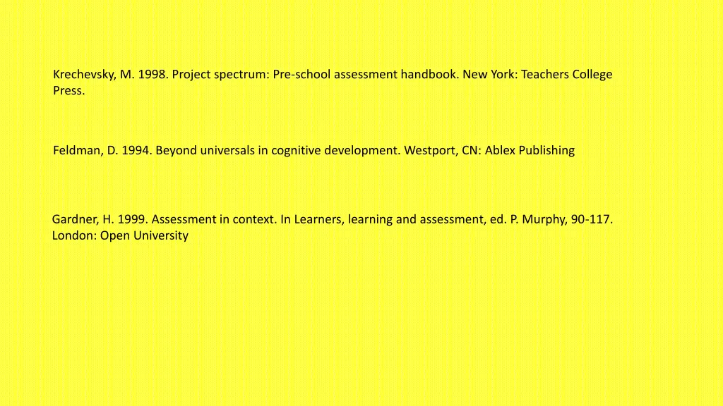 krechevsky m 1998 project spectrum pre school