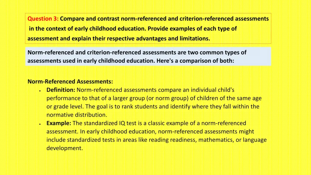 question 3 compare and contrast norm referenced