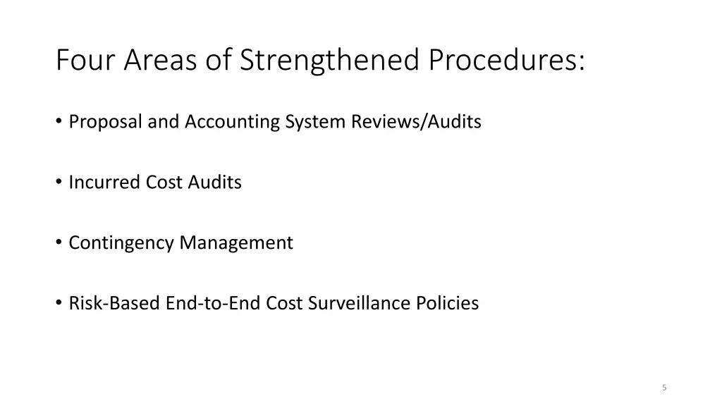 four areas of strengthened procedures
