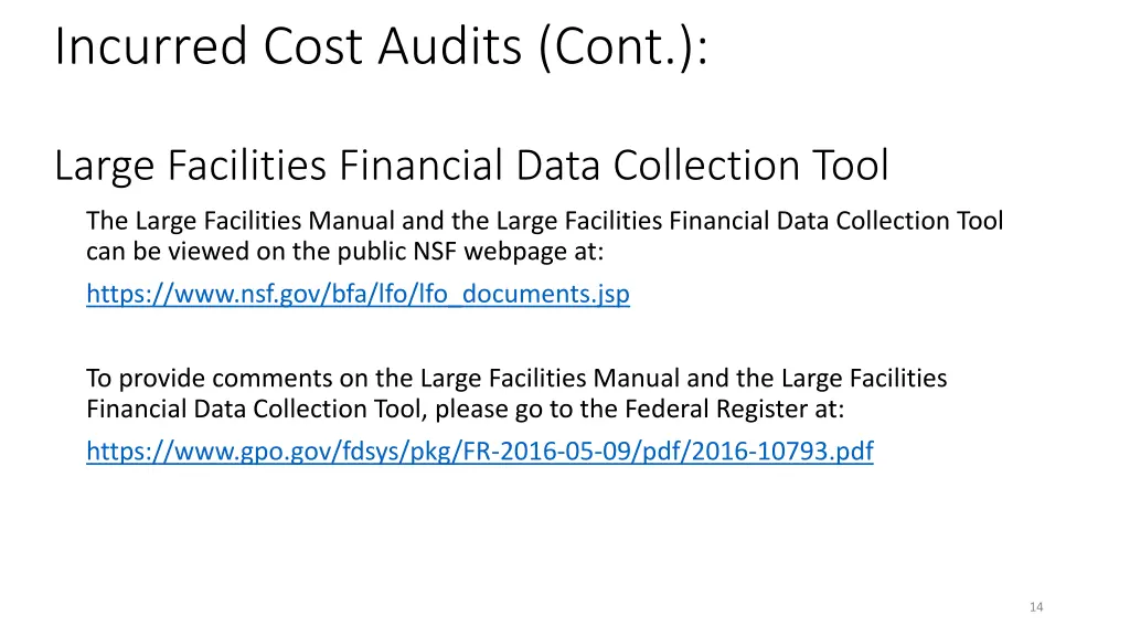 incurred cost audits cont large facilities 1