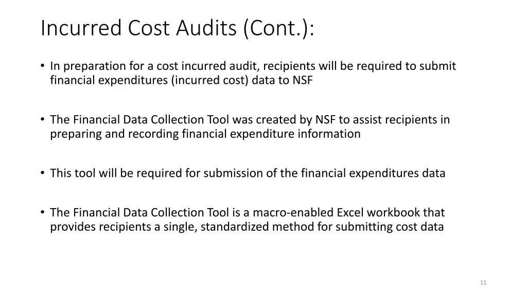 incurred cost audits cont
