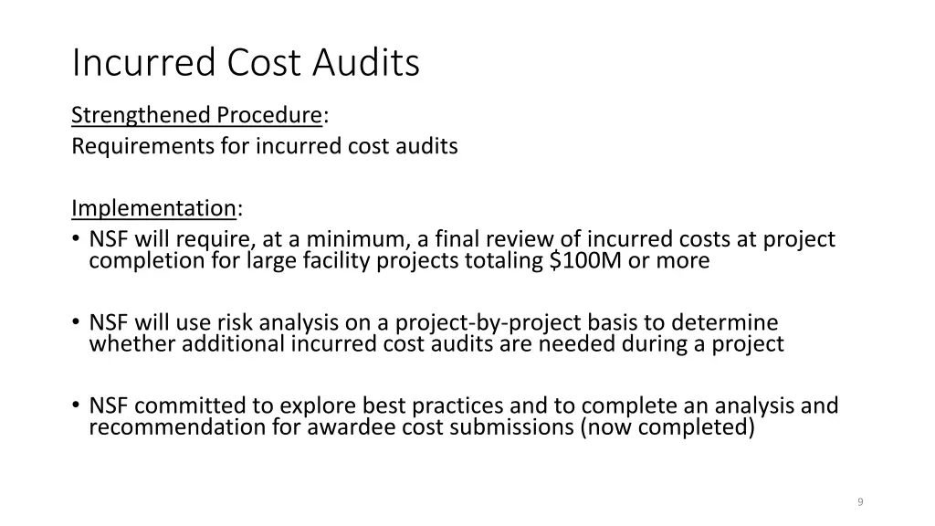 incurred cost audits