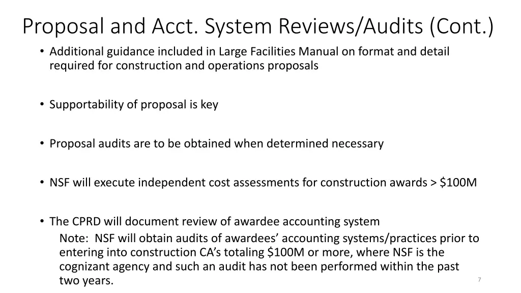 proposal and acct system reviews audits cont