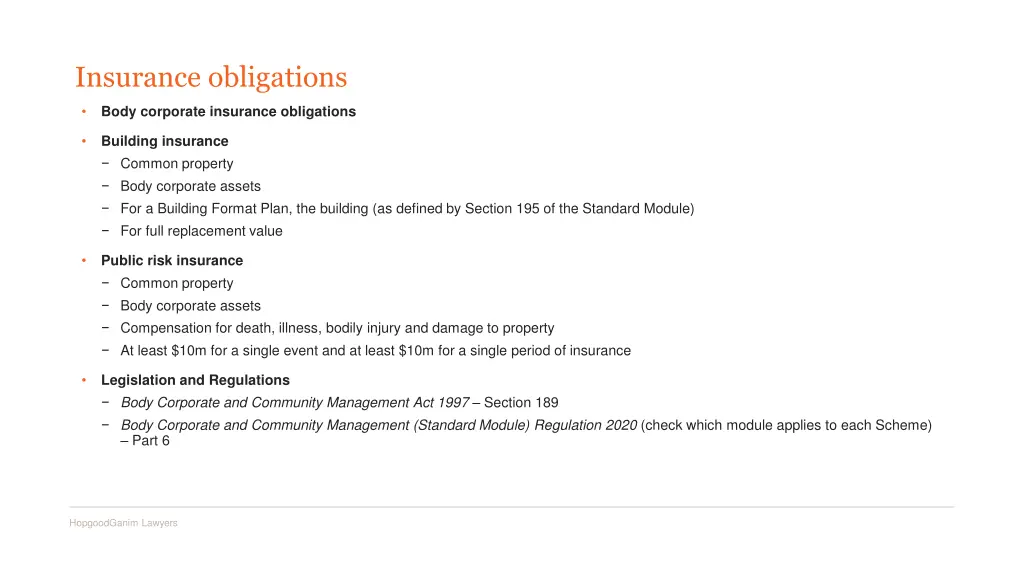 insurance obligations