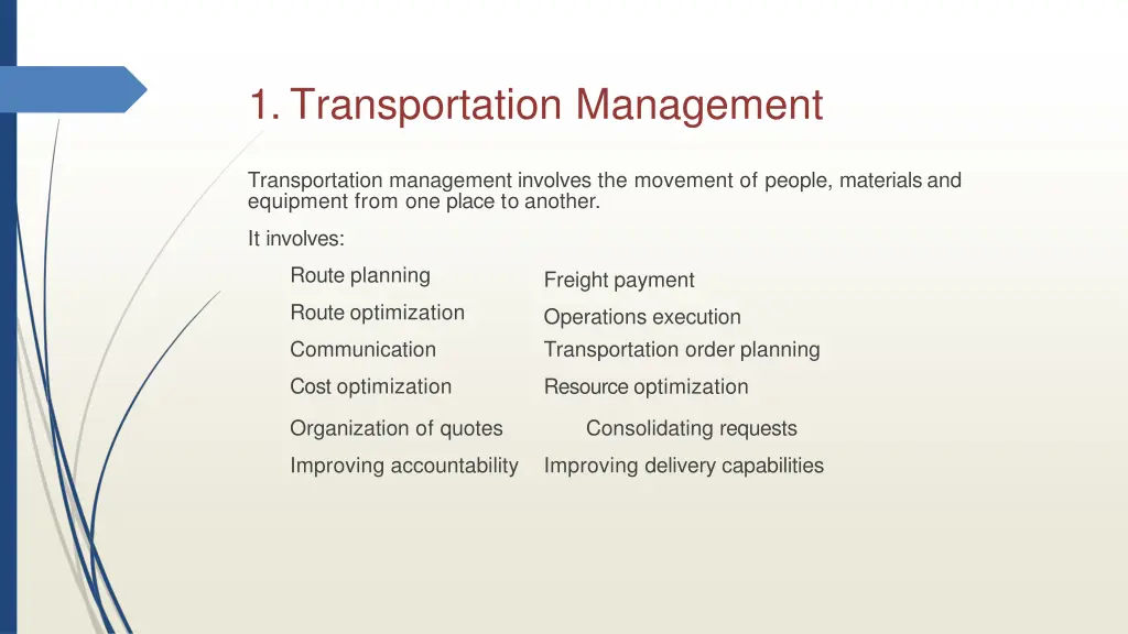1 transportation management