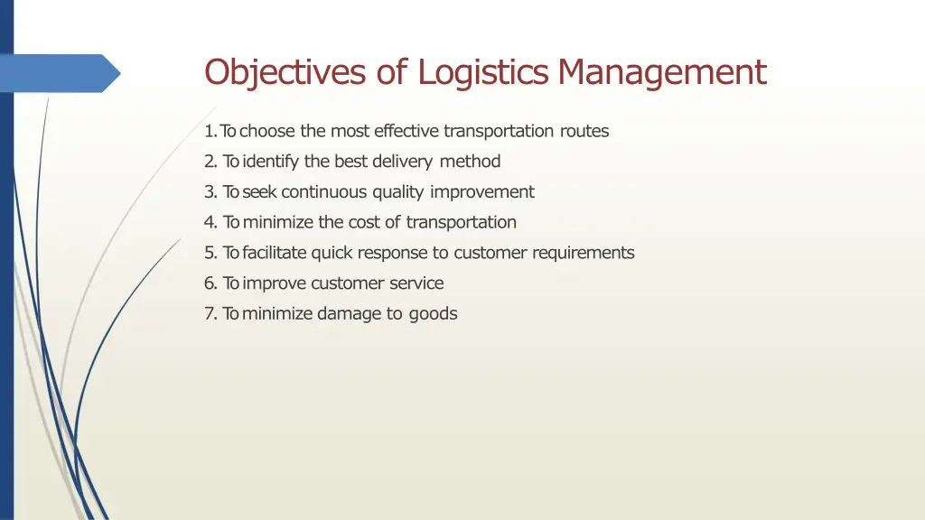 objectives of logistics management
