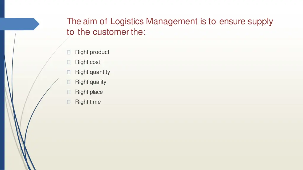 the aim of logistics management is to ensure